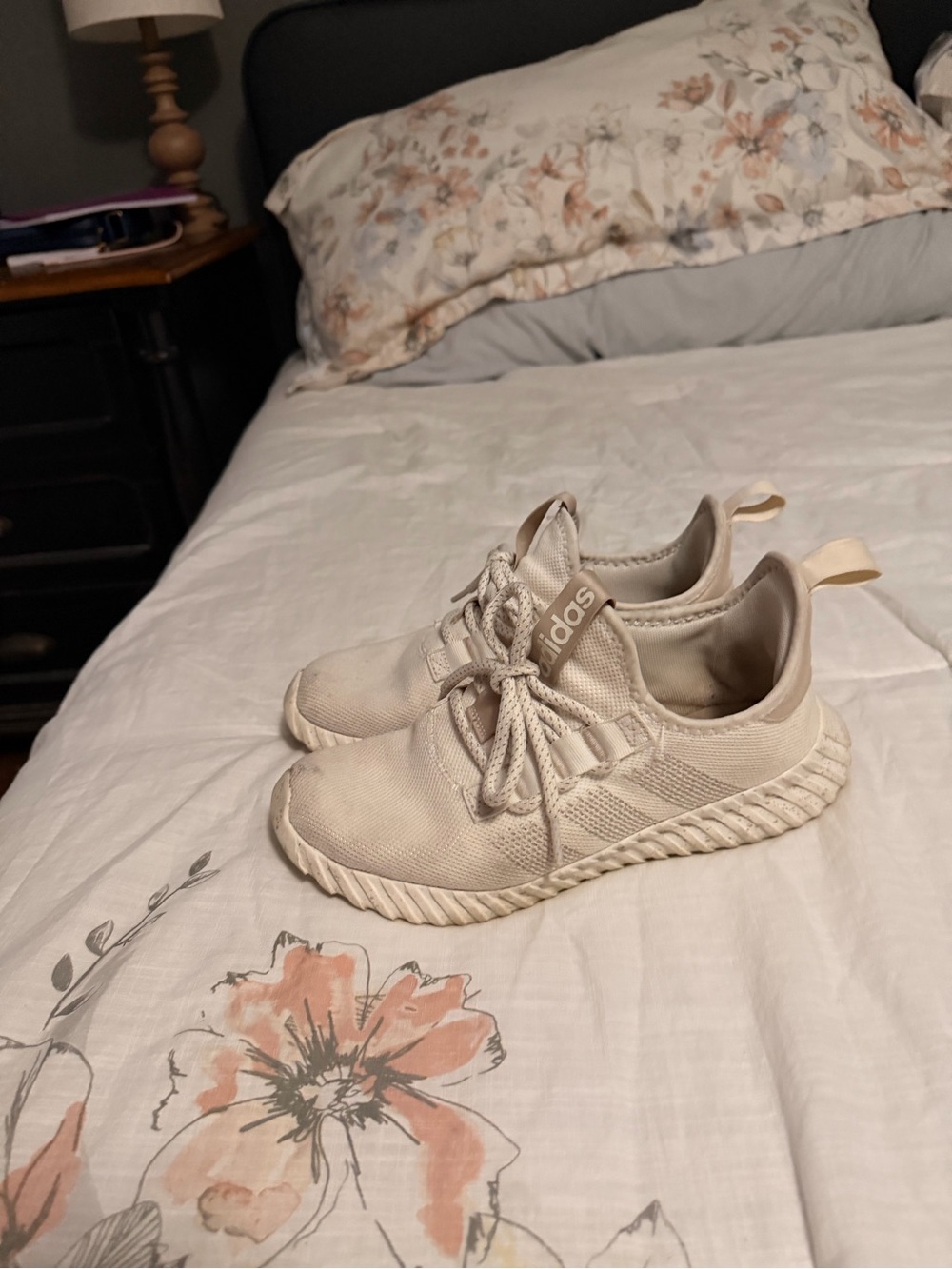 adidas Women’s Cream/Tan Knit Lace-Up Sneakers